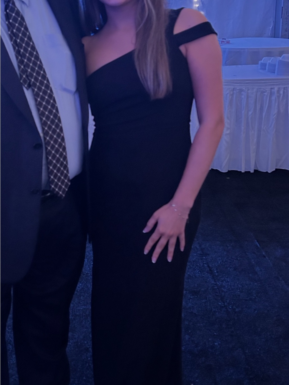 Lulu's Elegant One-Shoulder Black Evening Gown